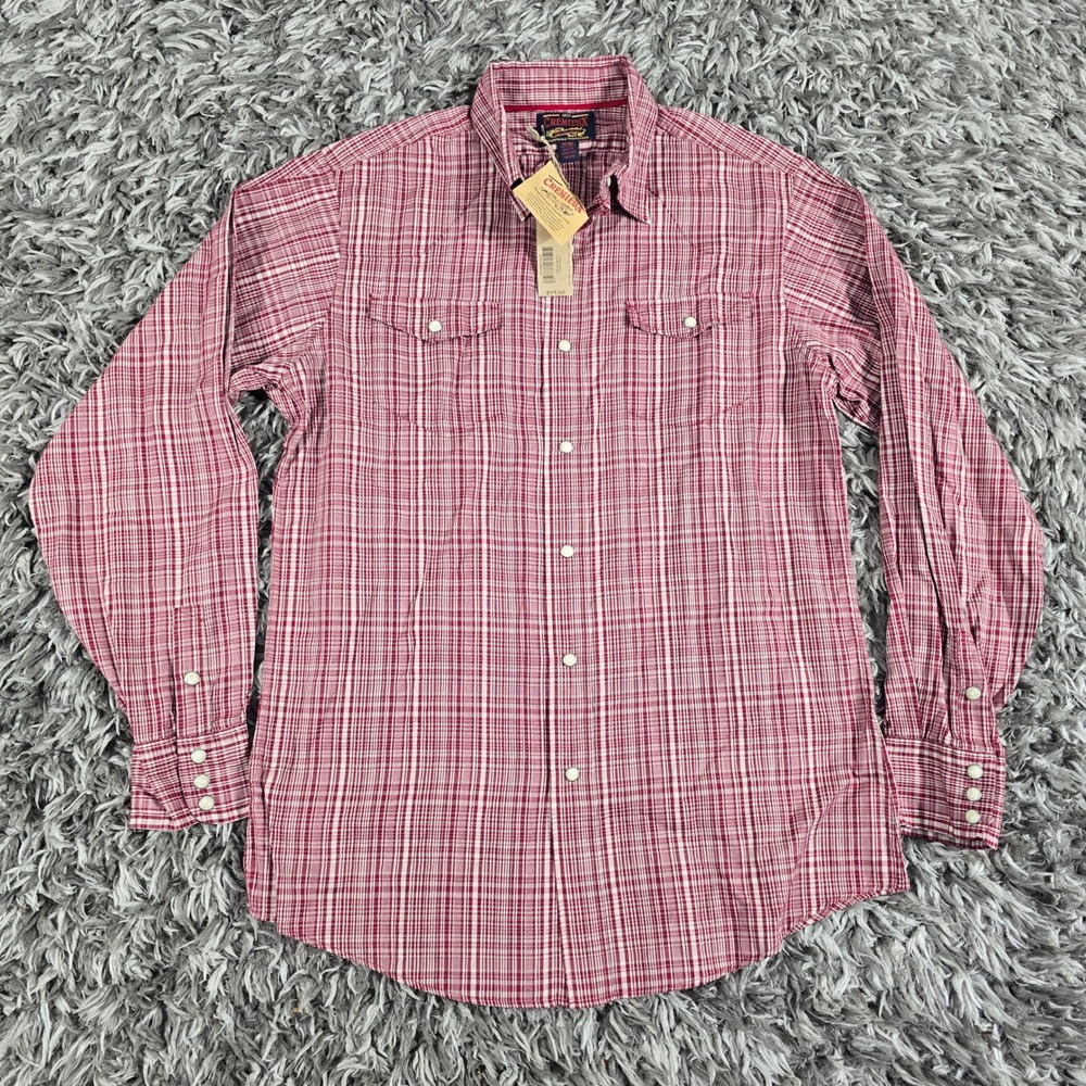 Vintage Cremieux Mens Western Pearl Snap Plaid Shirt Earth Red Cotton Size M